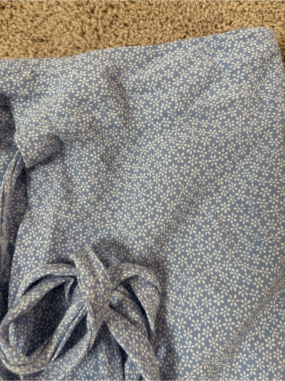 Brandy Melville Light Blue Printed Tie-Waist A-Line Skirt - Picture 2 of 3
